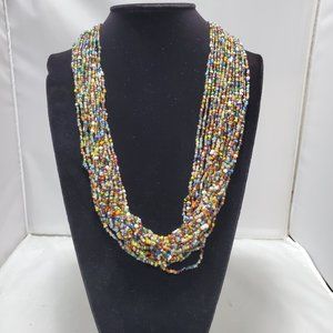 Signature multi color  seed bead multi strand necklace 20 strand